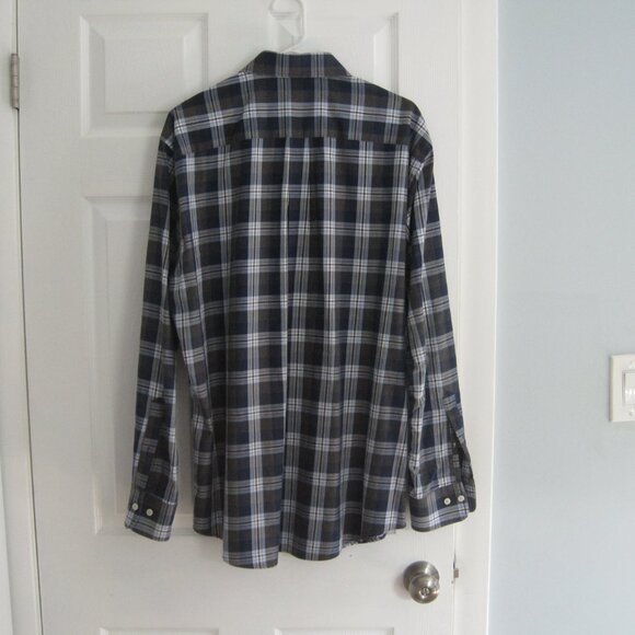Peter Millar Navy Dark Grey Plaid Button Down Shirt Size XL 100% Cotton - Picture 4 of 7